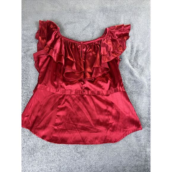 Babe Women’s Shirt Red Size Large Off Shoulder Ruffle Romper Play Suite Dust - Picture 1 of 13